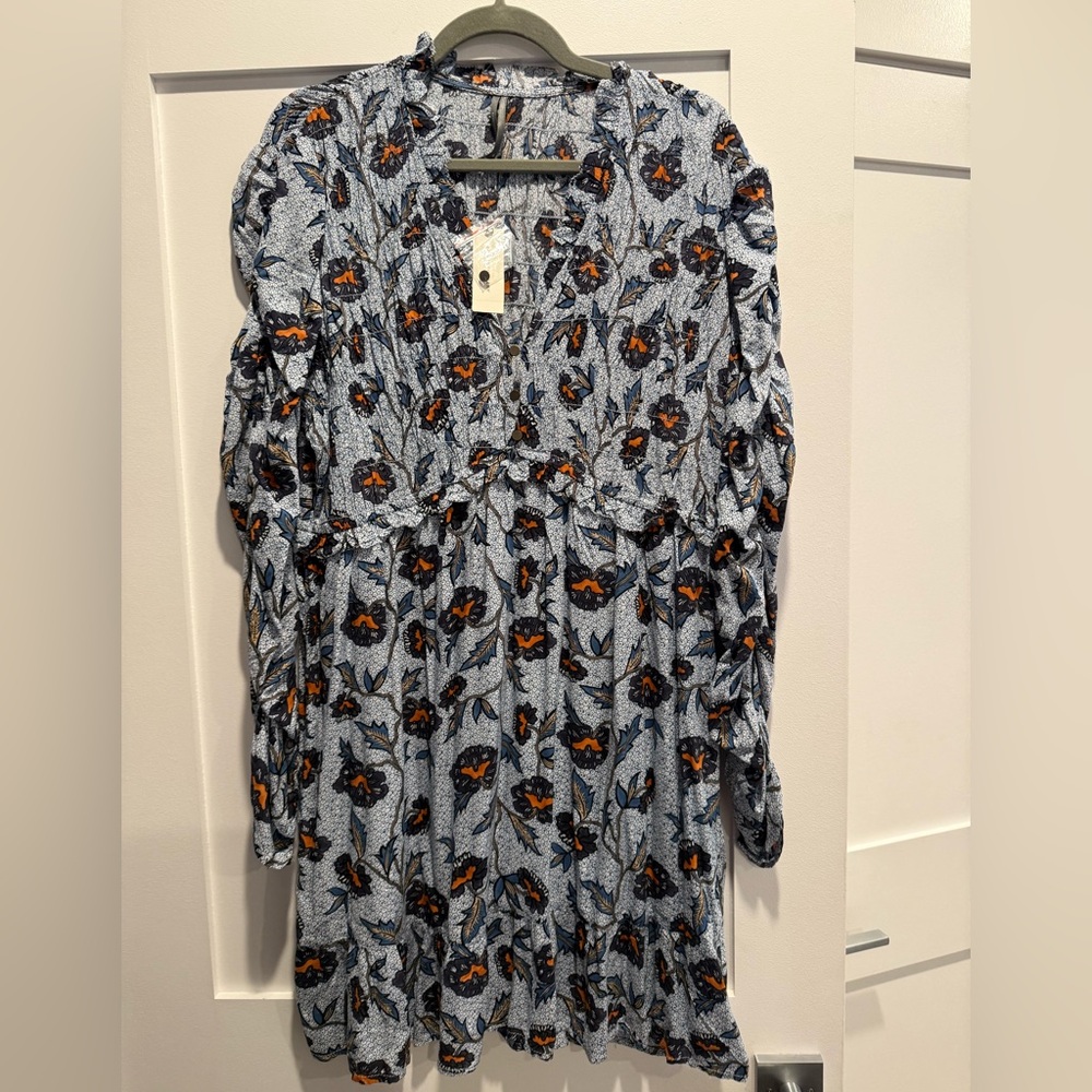 Anthropologie Long Sleeve V-Neck Ruffle Mini Dress | XL | NWT